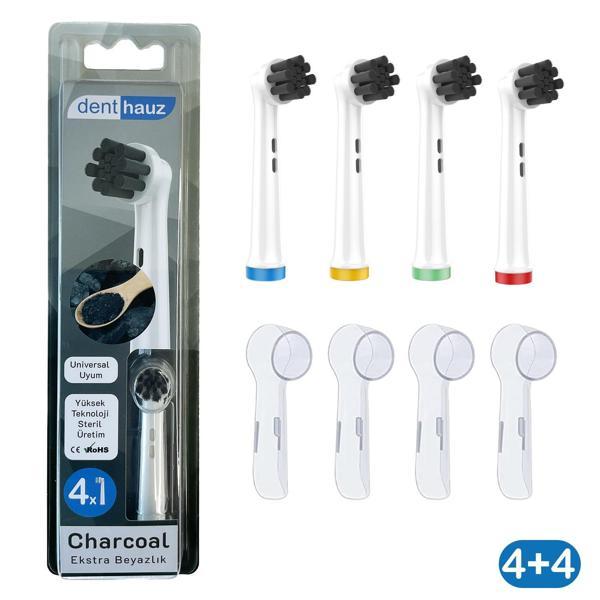Charcoal - Ekstra Beyazlık Oral-B Uyumlu Diş Fırçası Başlığı + Fırça Koruma Kapağı - Image 1