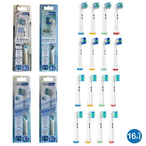 Dev Set 16 Adet  Comfy + X Cross + 3D Maxcare Oral-B Uyumlu Yedek Diş Fırçası Başlıkları - Image 1