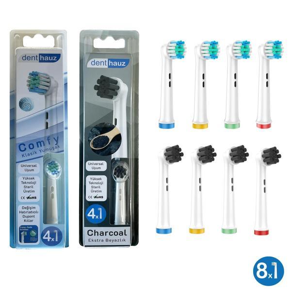 Kombo set Comfy + Charcoal Yumuşak Oral-B Uyumlu Yedek Diş Fırçası Başlıkları - Image 1