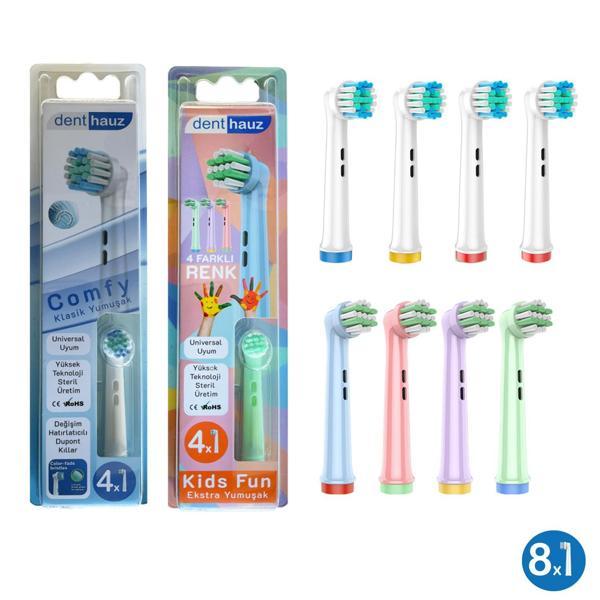 Kombo set Comfy + Kids Fun Yumuşak Oral-B Uyumlu Yedek Diş Fırçası Başlıkları - Image 1