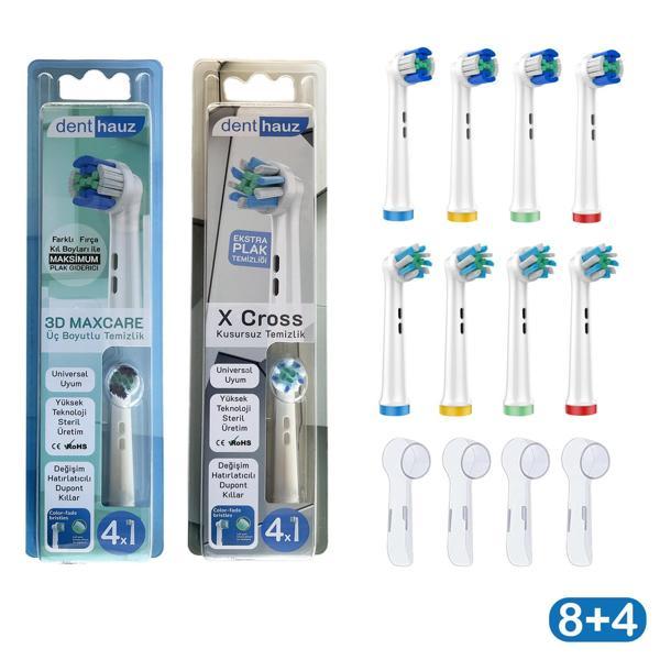 Süper set 3D Maxcare + X Cross Oral-B Uyumlu Diş Fırçası Başlıkları + Fırça Koruma Kapağı - Image 1