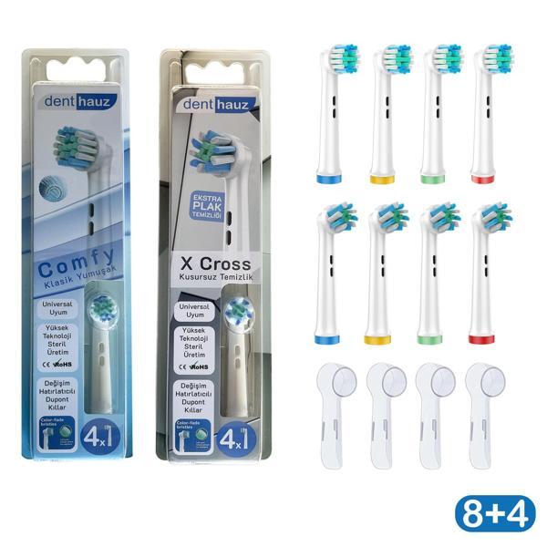 Süper set Comfy + X Cross Oral-B Uyumlu Diş Fırçası Başlıkları + Fırça Koruma Kapağı - Image 1