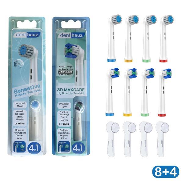 Süper set Sensetive + X Cross Oral-B Uyumlu Diş Fırçası Başlıkları + Fırça Koruma Kapağı - Image 1