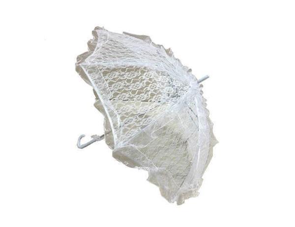 ŞEMSİYE DANTEL İŞLEMELİ BEYAZ 1 ADET - Image 1