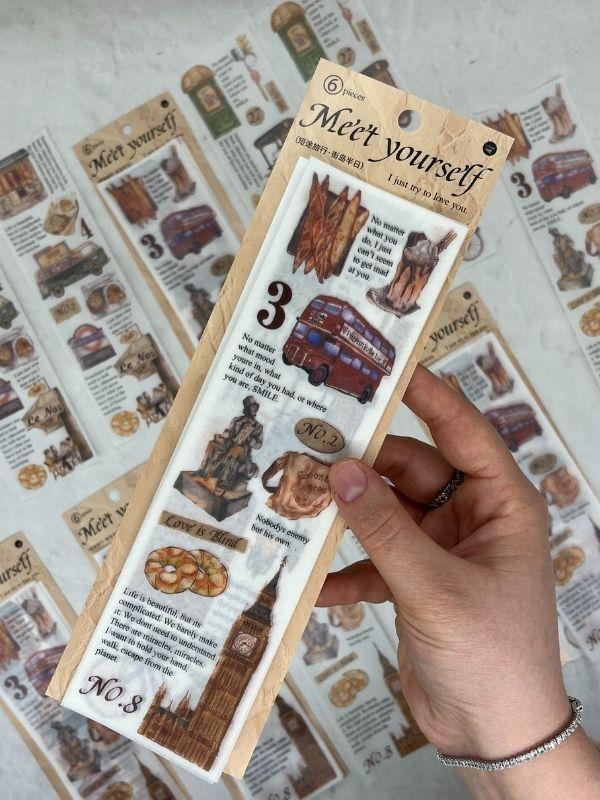 Meet Yourself Seyahat Temalı Mottolu 6 Yaprak Kâğıt Sticker/Çıkartma /Scrapbook - Image 1
