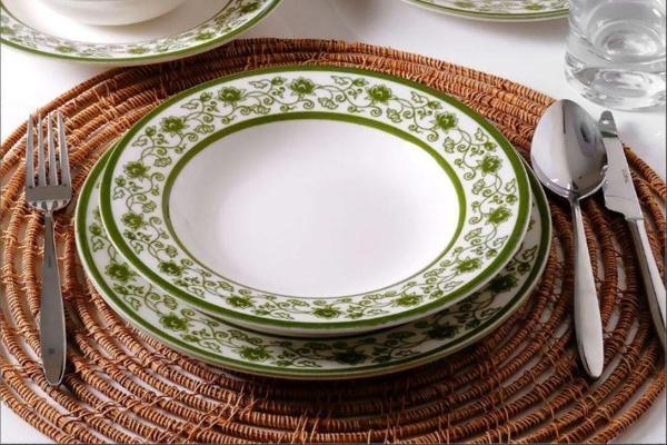Güral Porselen Yonca 24 Parça Yemek Takımı Yeşil 8321 - Image 1