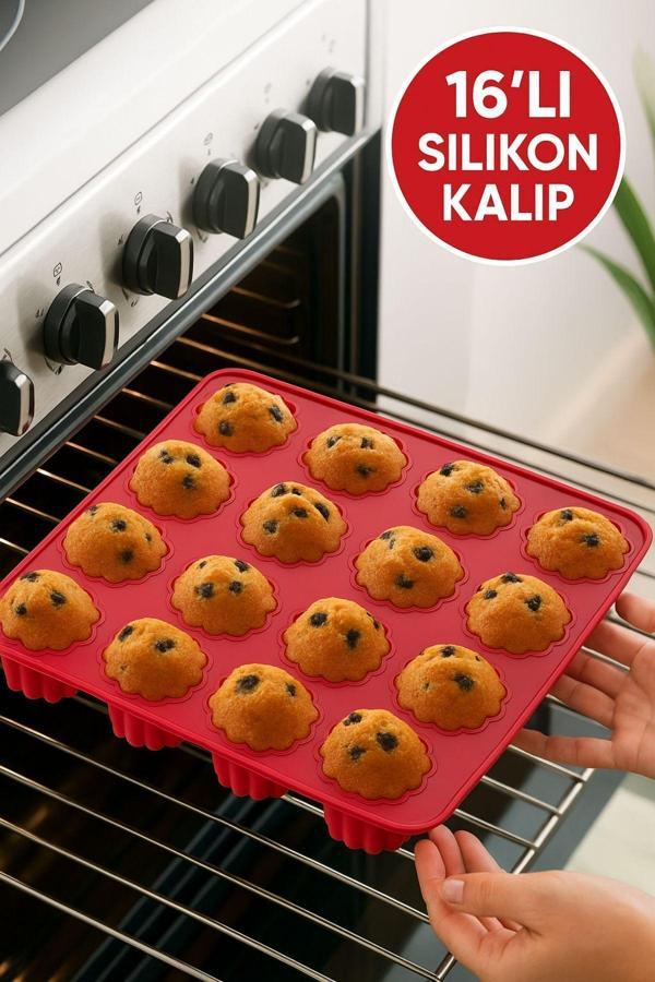 Silikon 16’lı Kek Kalıbı – Fırın, Mikrodalga ve Bulaşık Makinesi Uyumlu - Image 1