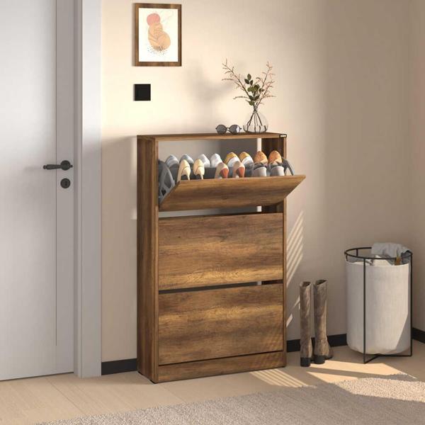 Flat Duo 3 Katlı Geniş Ayakkabılık - Oslo Ceviz 73x119x26 cm - Image 1