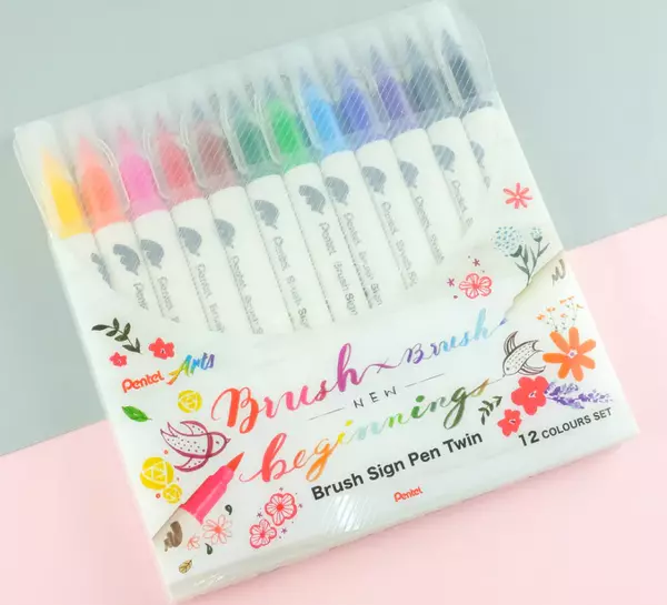 Pentel Arts Brush Sign Pen Twin 12'li Fırça Uçlu Kalem Set / SESW30C-12 - Image 1