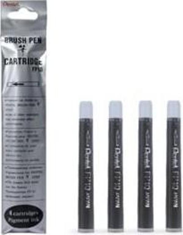 Pentel Arts Pocket Brush 4 Adet Mürekkep Kartuşu - Siyah / FP10 - Image 1