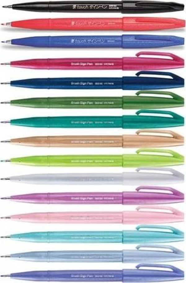 Pentel Brush Sign Pen Fırça Uçlu Kalem 15 Tam Renk Set - Image 1