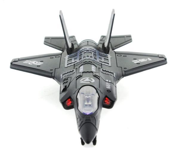 Çek Bırak Metal F-35 Benzeri Koyu Gri Savaş Uçağı Sesli Işıklı - Image 1