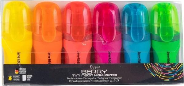 Serve Berry 6'lı Mini Neon Fosforlu Kalem Seti / BRMFKP6FR - Image 1