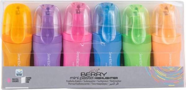 Serve Berry 6'lı Mini Pastel Fosforlu Kalem Seti / BRMFKP6PS - Image 1