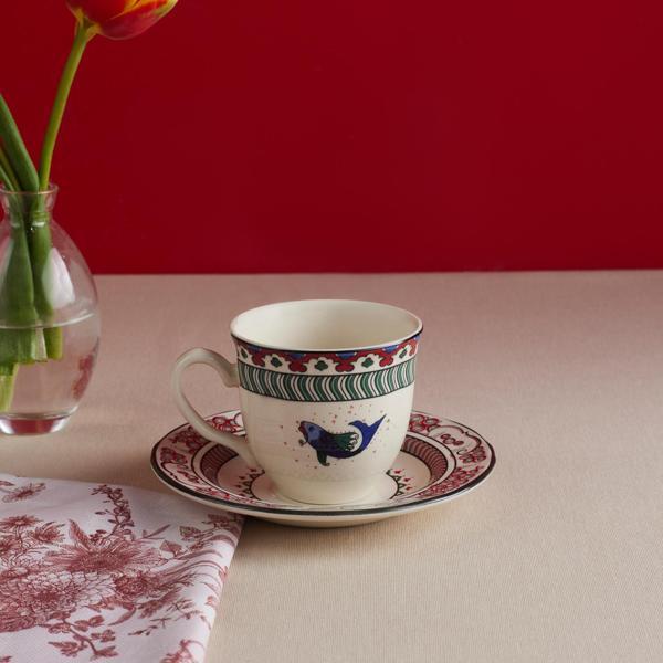 Karaca İznik Serisi Balık Çay Fincanı ve Tabağı 200 ml - Image 1