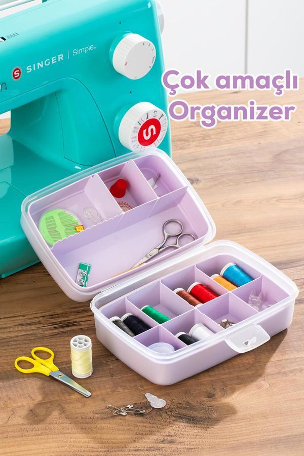 Porsima 1192-3 Premium 12 Bölmeli Çok Amaçlı Organizer Saklama Kabı Lila - Image 1