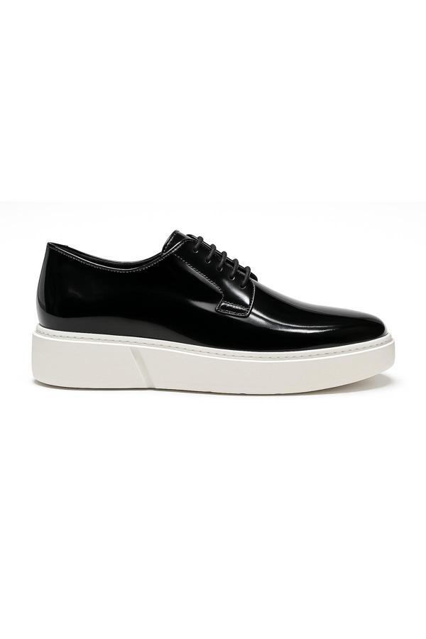  Erkek Siyah Açma Deri Sneaker Ayakkabı - Image 1