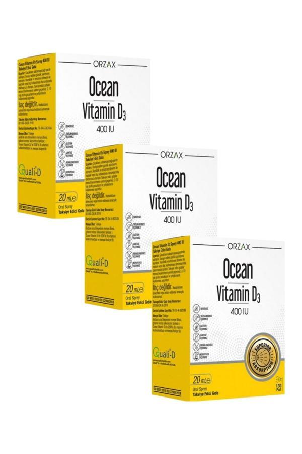 Ocean Vitamin D3 400IU Sprey 20 ml x 3 Adet - Image 1