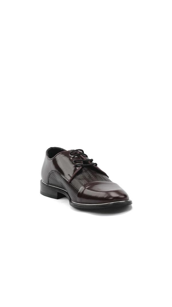  Erkek Bordo Morven Neolit İğne Baskı Classic Rugan Ayakkabı - Image 1