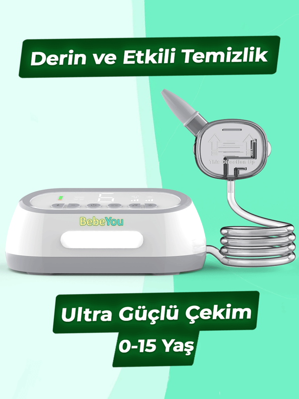 BebeYou Şarjlı Taşınabilir Elektrikli Bebek & Çocuk Burun Aspiratörü, Yenidoğan 0-15 Yaş Nazik Derin ve Güçlü Burun Temizleme - Image 1