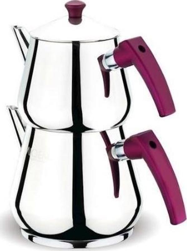 FMS Damla Büyük Boy Çelik Çaydanlık Mor - Image 1