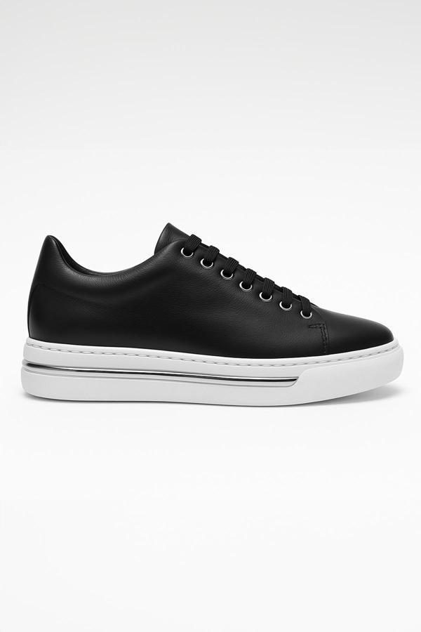  Erkek Siyah Deri Sneaker Ayakkabı - Image 1