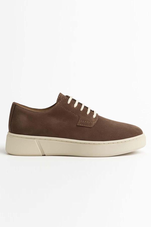  Erkek Vizon Süet Kalın Tabanlı Sneaker Ayakkabı - Image 1