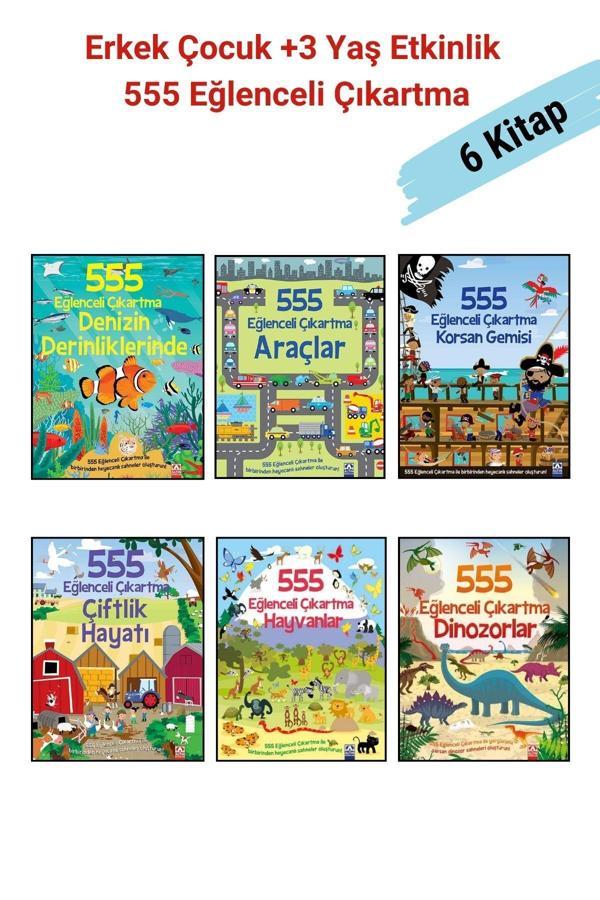 Altın Kitaplar 555 Eğlenceli Çıkartma Dizisi 6 Kitap Set, +3 Yaş Erkek Çocuk Etkinlik Kitap Seti - Altın Kitaplar - Image 1