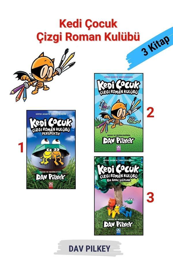Altın Kitaplar Kedi Çocuk Çizgi Roman Kulübü, 3 Kitap Tam Set, +9 Yaş Kitap - Dav Pilkey - Altın Kitaplar - Image 1