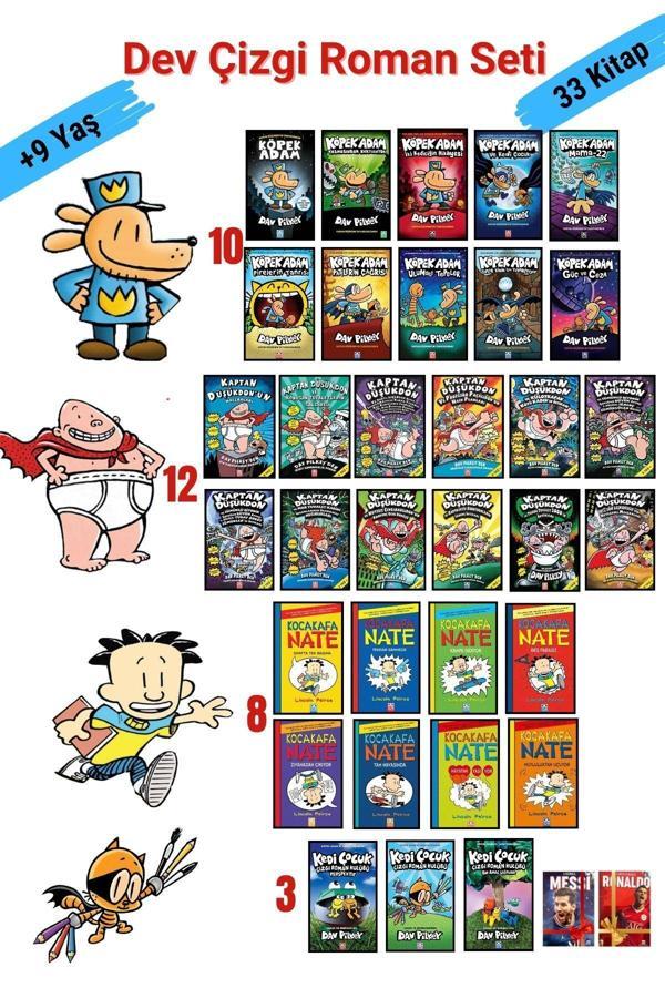 Altın Kitaplar Dev Çizgi Roman Seti: Köpek Adam - Kocakafa Nate - Kaptan Düşükdon - Kedi Çocuk - Tam Set 33 Kitap - Altın Kitaplar - Image 1