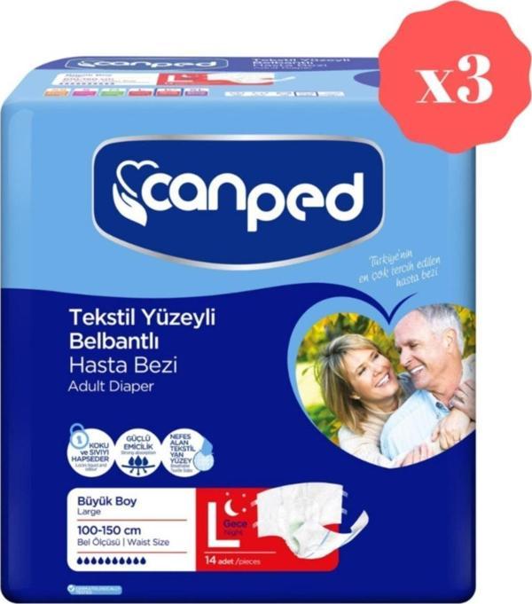 Canped Belbantlı Gece Büyük Eko Hasta Bezi 14'lü 3'lü Set - Image 1