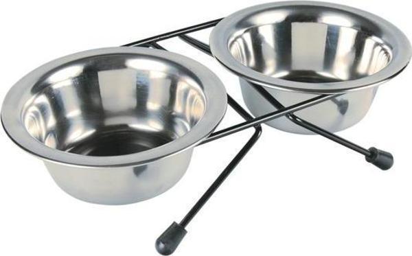 Trixie Paslanmaz Çelik İkili Mama Su Kabı 2x0,45Lt 12cm - Image 1