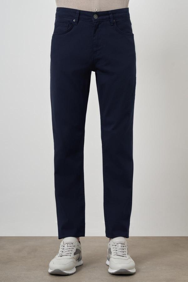 Erkek Lacivert Pamuk 5 Cep Dynamic Fit Jean Kot Pantolon - Image 1