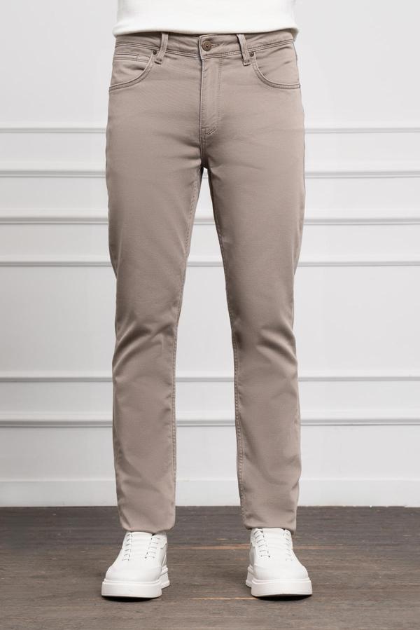  Erkek Bej Mevsimlik Pamuk 5 Cep Dynamic Fit Jean Pantolon - Image 1