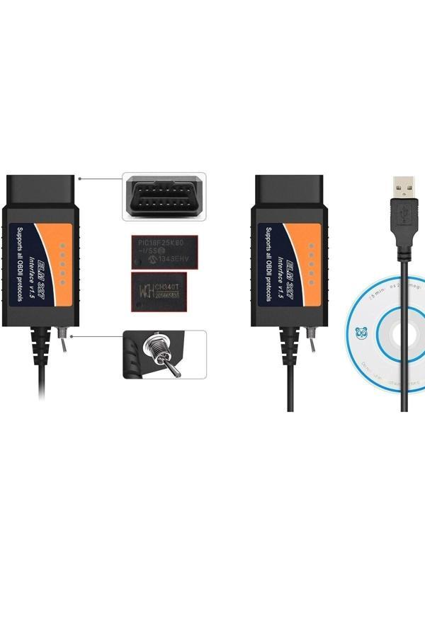 Vgate İcar Obd Iı Usb-Modifiye Edilmiş Kısa Devreli Ford Scan Ddt4All Uyum - Image 1