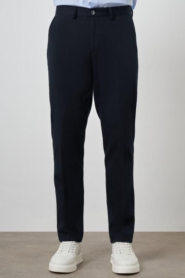  Erkek Lacivert Pamuk Yan Cep Dynamic Fit Chino Pantolon - Image 1