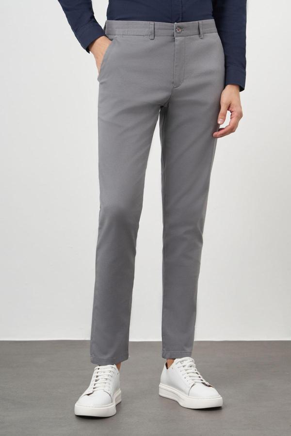  Erkek Gri Chino Slim Fit Pantolon - Image 1