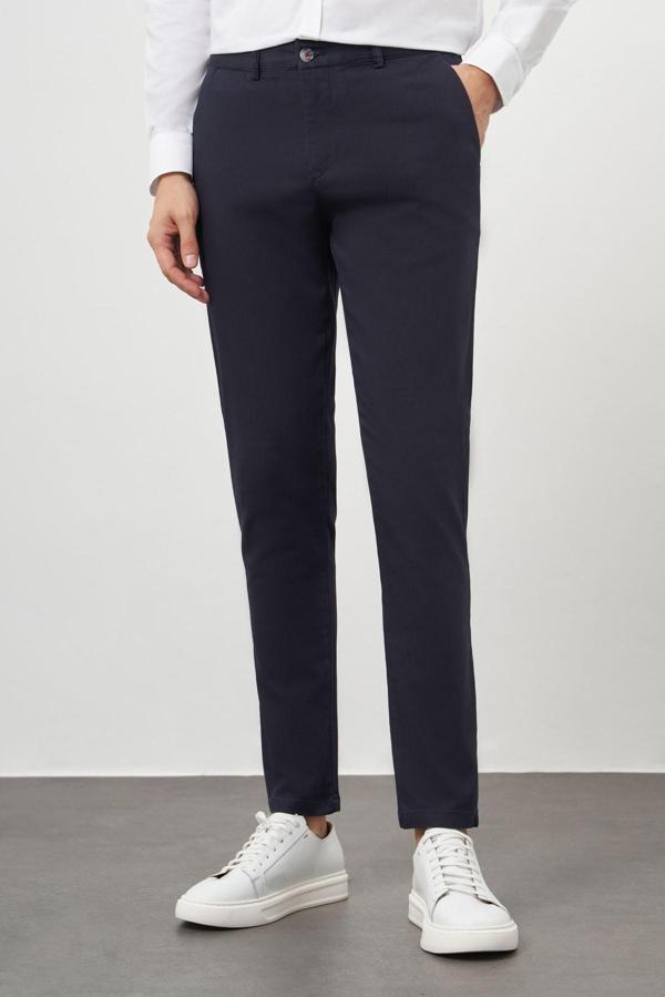  Erkek Lacivert Chino Slim Fit Pantolon - Image 1
