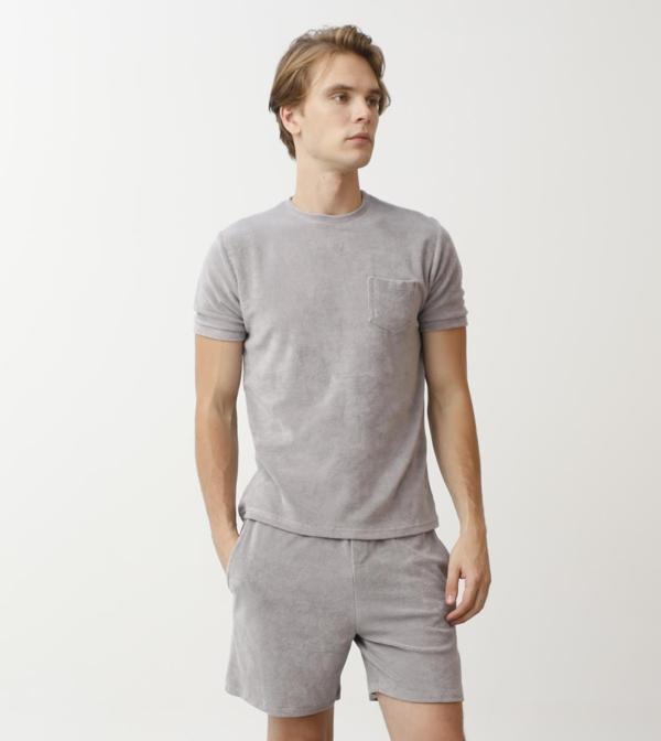 Bisiklet Yaka Havlu Kumaş Erkek Tshirt - Image 1