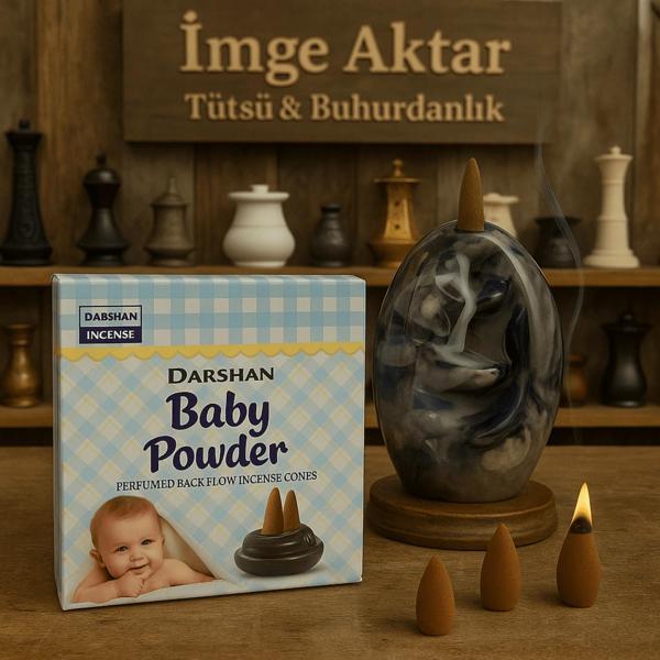 Darshan İncense Baby Powder Geri Akış Tütsü 10 Adet - Image 1