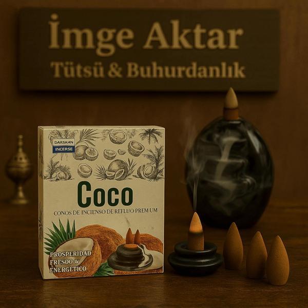 Darshan İncense Coconat Geri Akış Tütsü 10 Adet - Image 1