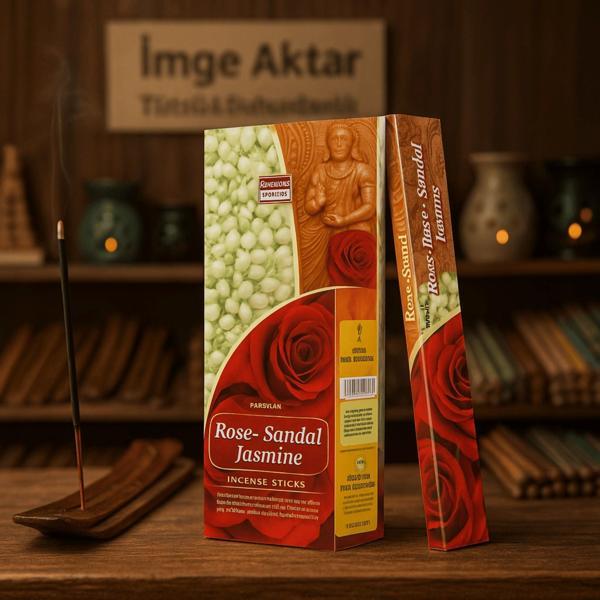 Darshan Incense Rose Sandal Jasmine 20'li Çubuk Tütsü  - Image 1