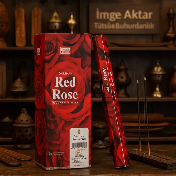 Darshan İncense Red Rose 20'li Çubuk Tütsü  - Image 1
