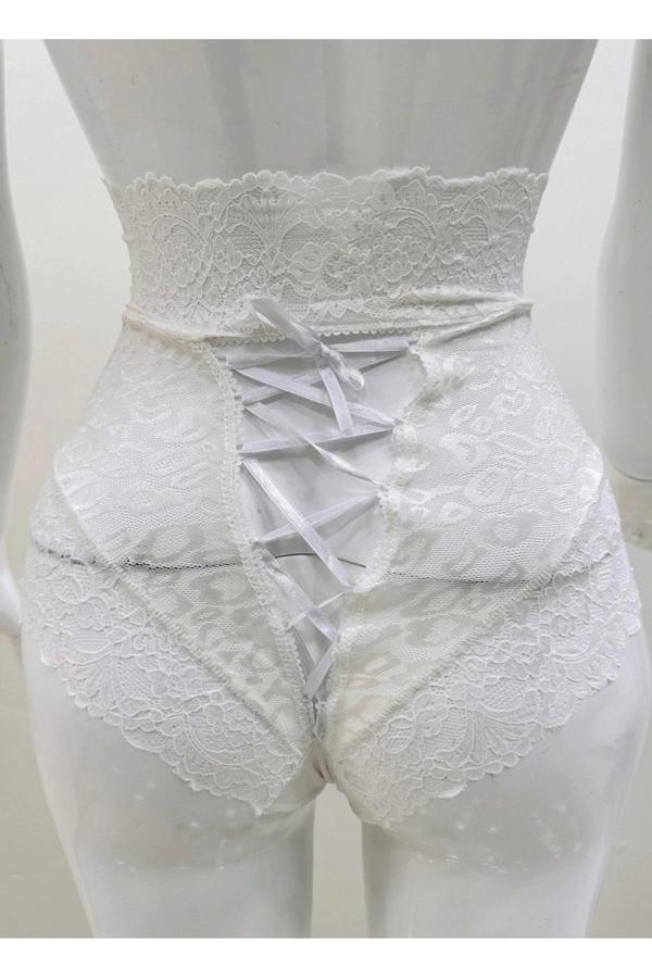 Ekru Dantelli Yüksek Bel Külot Venüs-k1012 - Image 1
