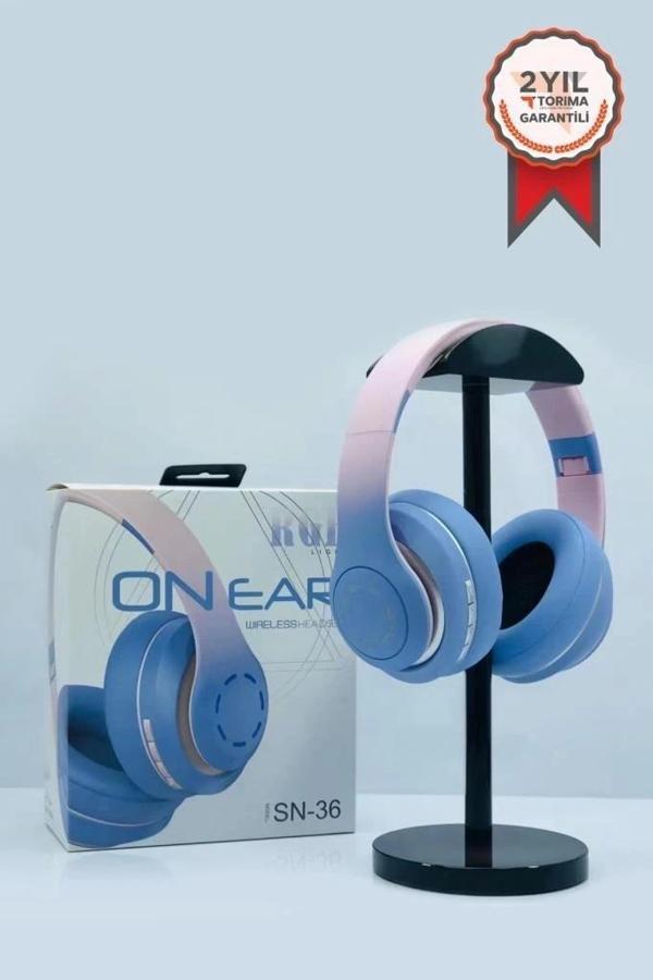 Sn-36 On-ear Kafa Üstü Kablosuz  Kulaklık Bluetooth 5.1  Blue - Image 1
