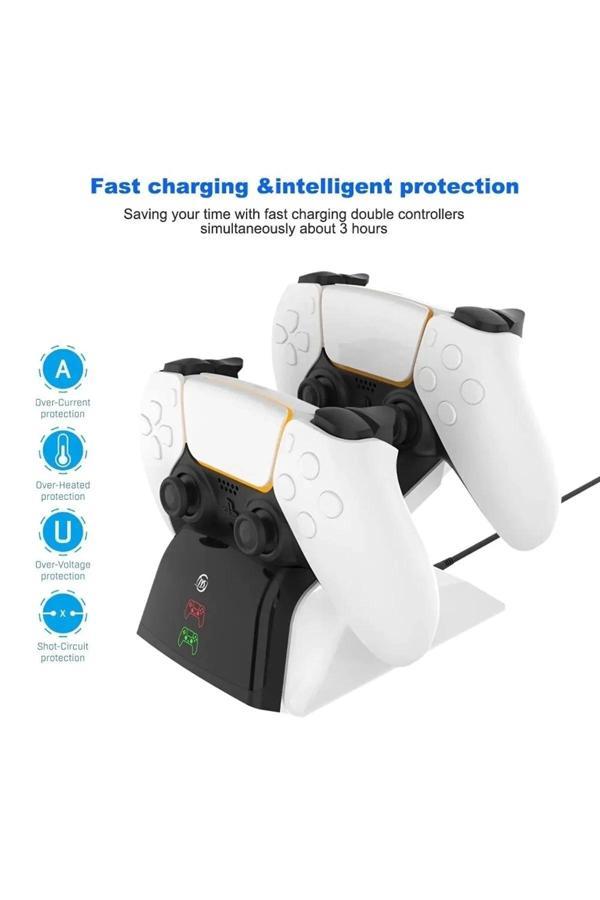Morotonom - PS5 (DualSense / Slim / Pro) Uyumlu Gamepad Hızlı Şarj İstasyonu – Çift Kollu Şarj Ünitesi - Image 1