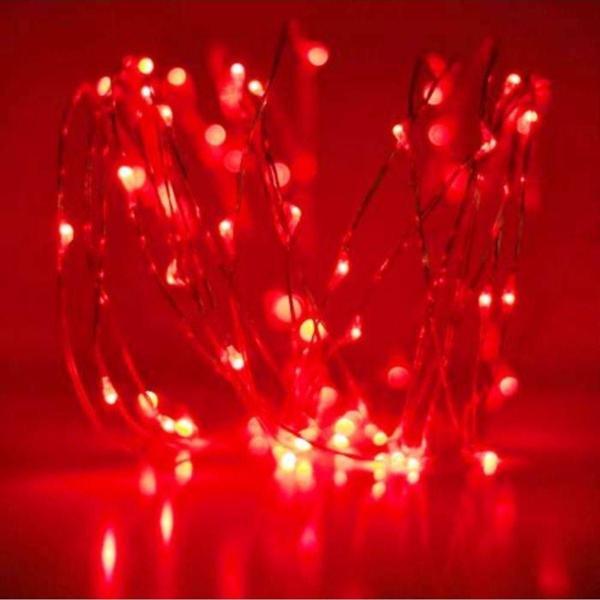 Kuzey Yılbaşı Çam Ağacı Işığı 10 Metre Kırmızı Led Işık Pilli Micro Parlak Canlı Led - Image 1