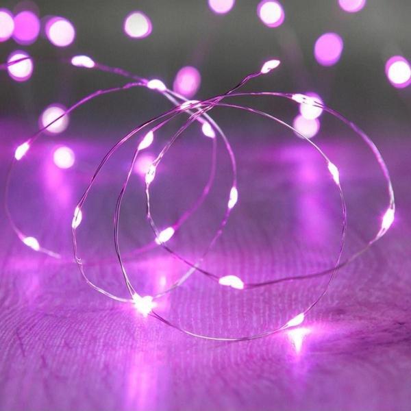 Kuzey Yılbaşı Çam Ağacı Işığı 10 Metre Pembe Led Işık Pembe Pilli Micro Parlak Canlı Led Işıklı - Image 1