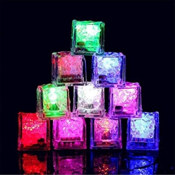 Kuzey Yılbaşı Parti Işıkları 12 Adet Led Işıklı Buz Küpü Led Light Ice Cube Renkli Led Işıklı Vıp Kalite - Image 1