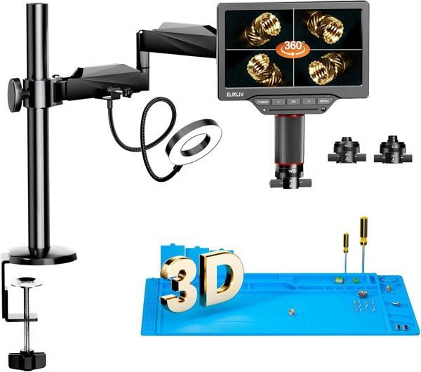 Elikliv EM3K-3D Max 3D Dijital Mikroskop Manyetik Çift Lens, 3K HDMI, 10.1 Esnek Kol - Image 1
